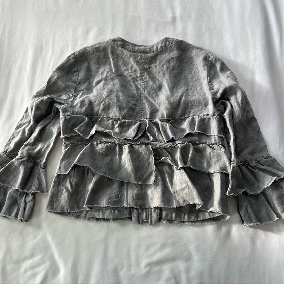INC International Concepts Grey Linen Ruffle Jacket - Picture 2 of 3
